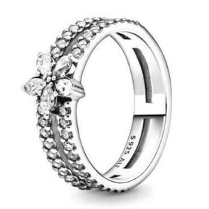 Pandora Double Band Sparkle Morning Flower Sterling Silver 56 7.5 Pandora Pouch